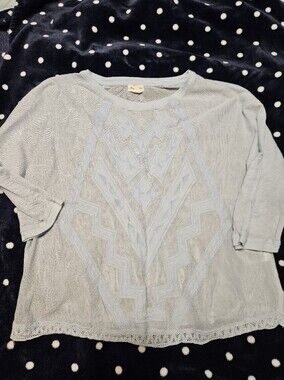 GUC Anthropologie Light Blue Embroidered Top